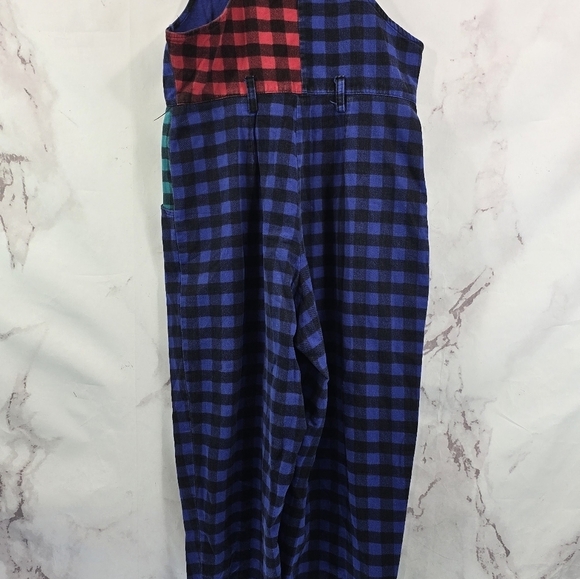 Vintage Jumpsuit Womens Small Medium 90s Gingham Checkered Slouchy Gaucho Tank - Picture 8 of 13
